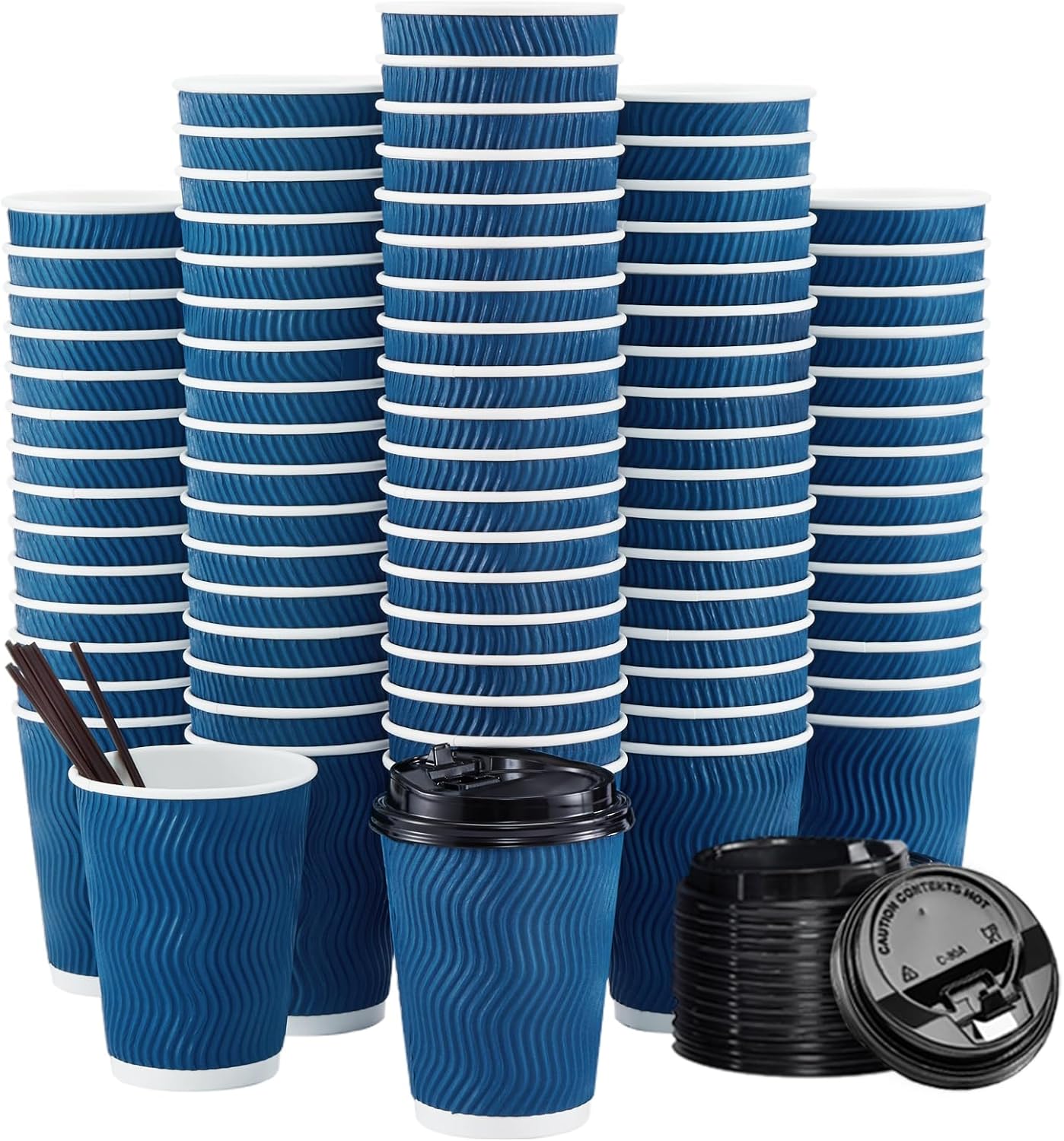 Insulated Ripple Coffee Cups - 90 Pack Navy