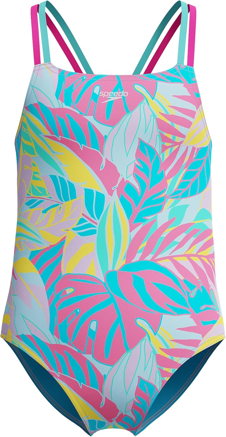 Speedo Girl's One Piece Swimsuit with Thin Straps for Comfort