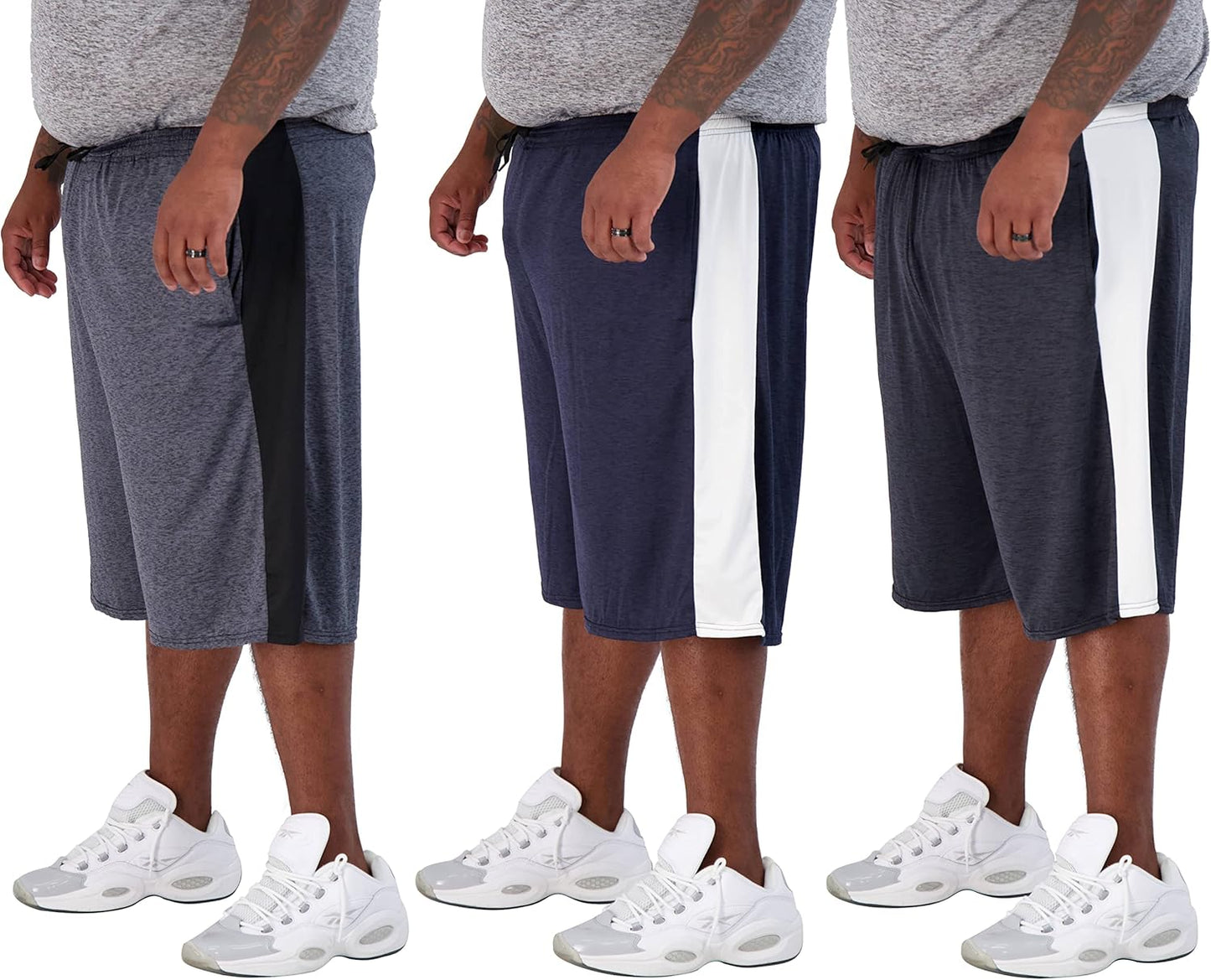 Real Essentials Men's Big & Tall 3-Pack Dry Fit Athletic Shorts