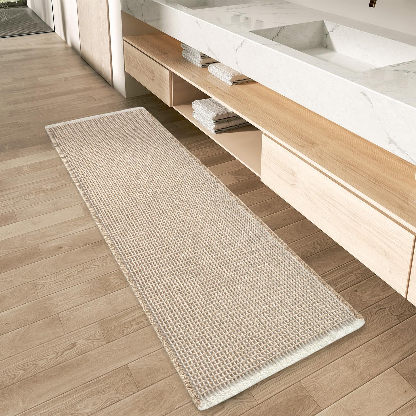 Upgraded Waffle Runner Rug for Bathroom - Super Absorbent & Non-Slip
