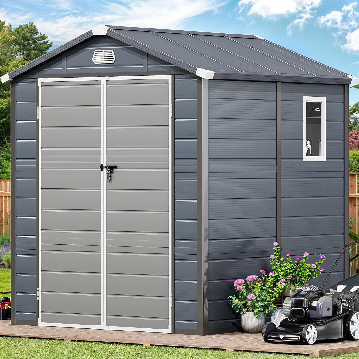 YITAHOME 6x6FT Outdoor Storage Shed for Garden Tools & More