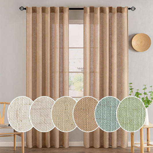 MIULEE Brown Linen Curtains for Bedroom and Living Room Decor