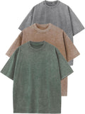 Flygo 3 Pack Oversized Men T Shirts Acid Washed - Casual Streetwear