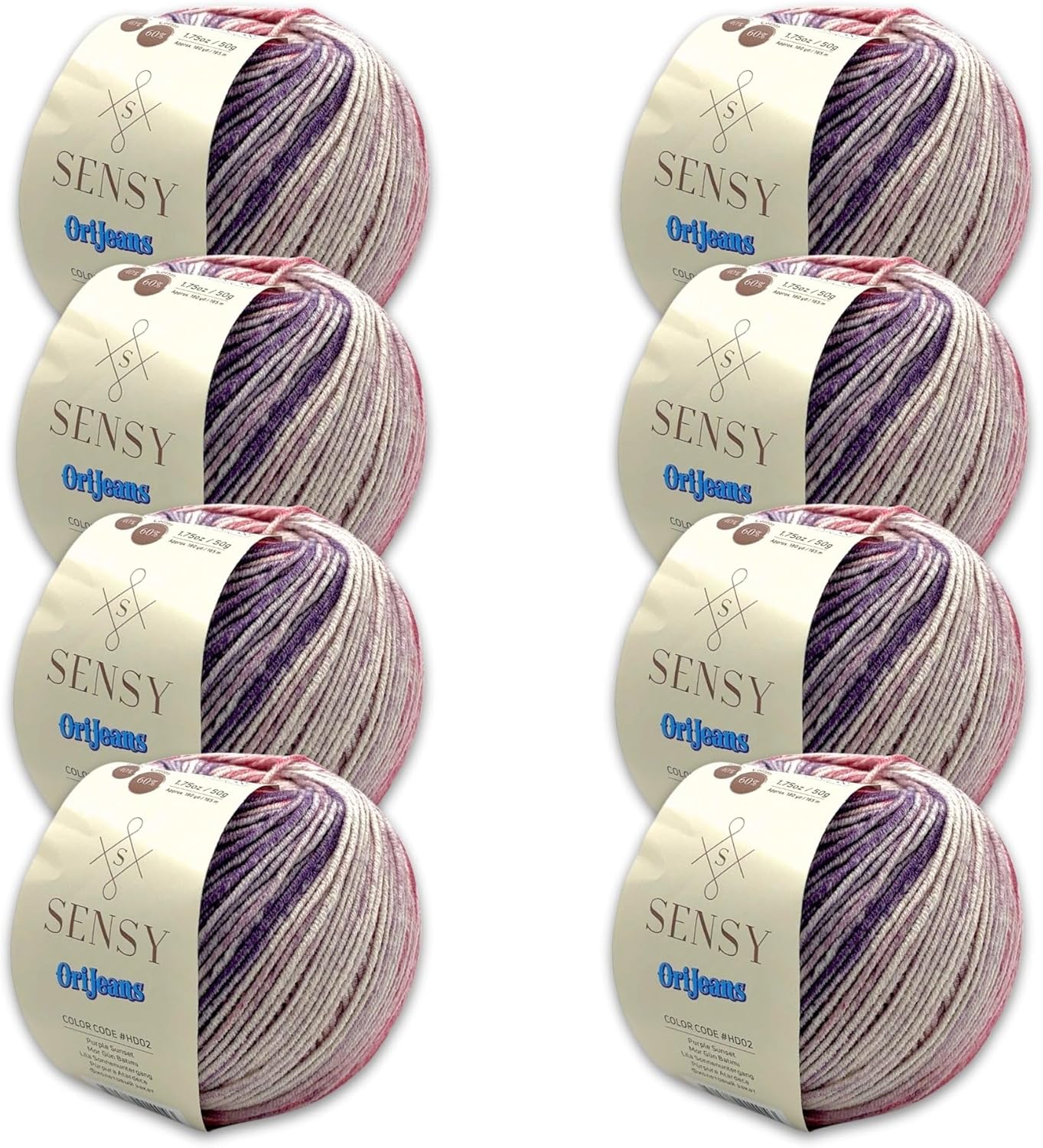 8 Skeins of Sensy OriJeans Yarn for Amigurumi Projects