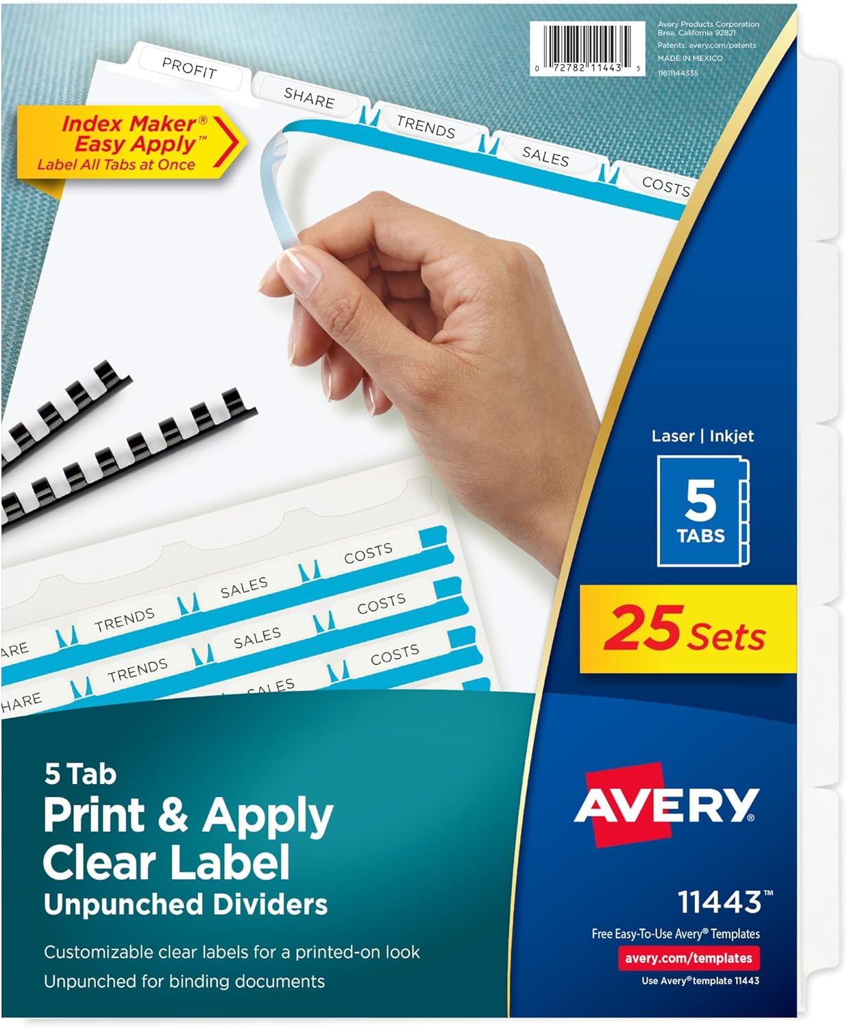 Avery 5 Tab Unpunched Dividers for Customizable Organization