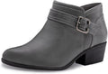 Chunky Low Heel Ankle Boots for Women - Pointed Toe Zip Booties