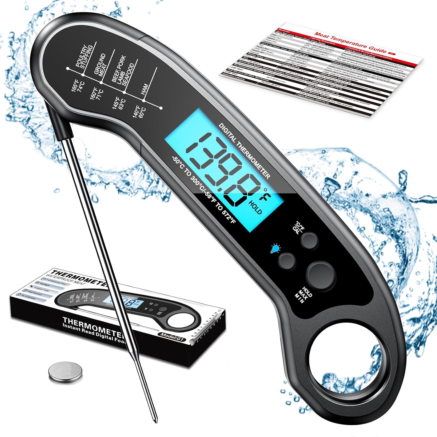 ROUUO Digital Meat Thermometer - Instant Read for Perfect Grilling!