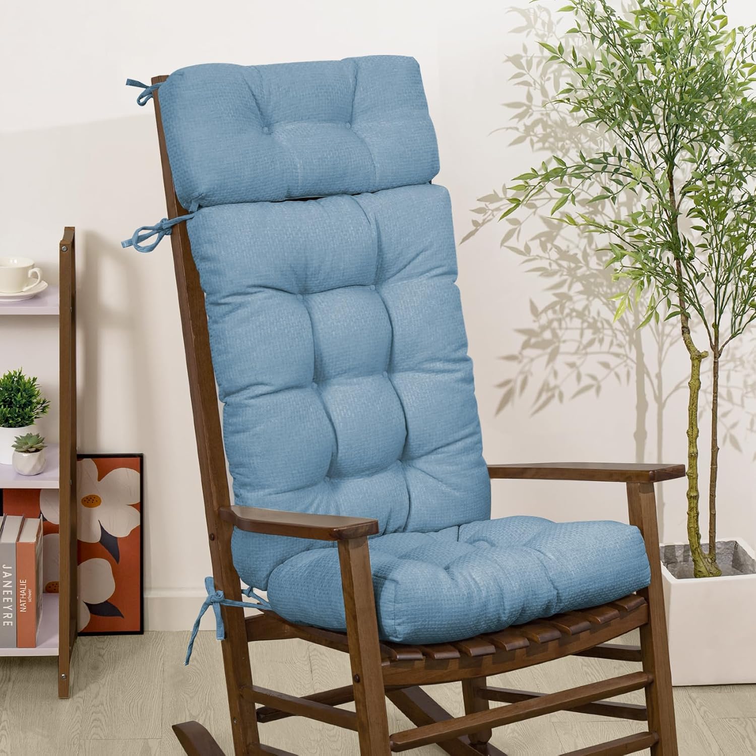 Mudilun Rocking Chair Cushion with Ties and Removable Neck Pillow