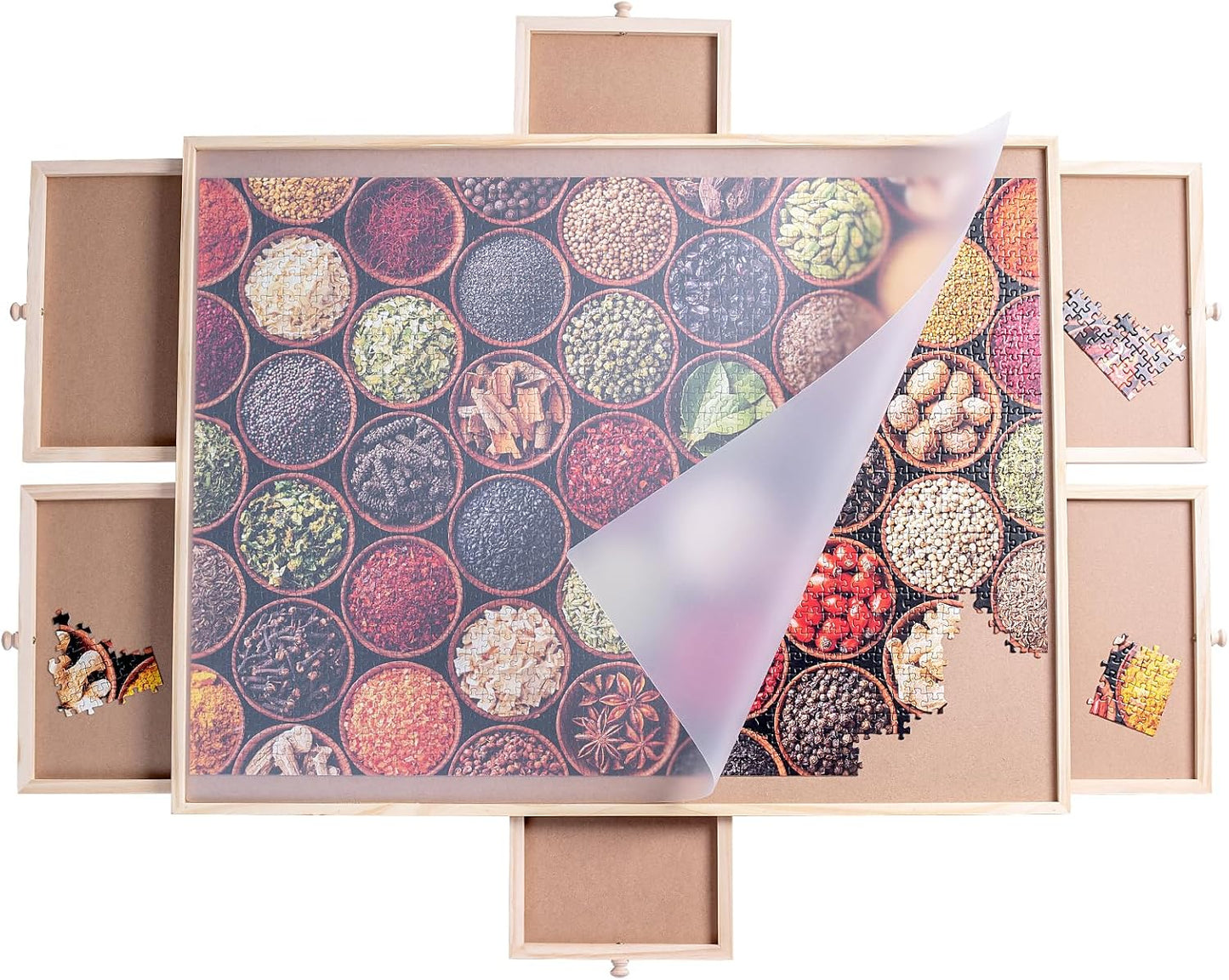 1000 Piece Wooden Puzzle Table with 6 Drawers and Cover