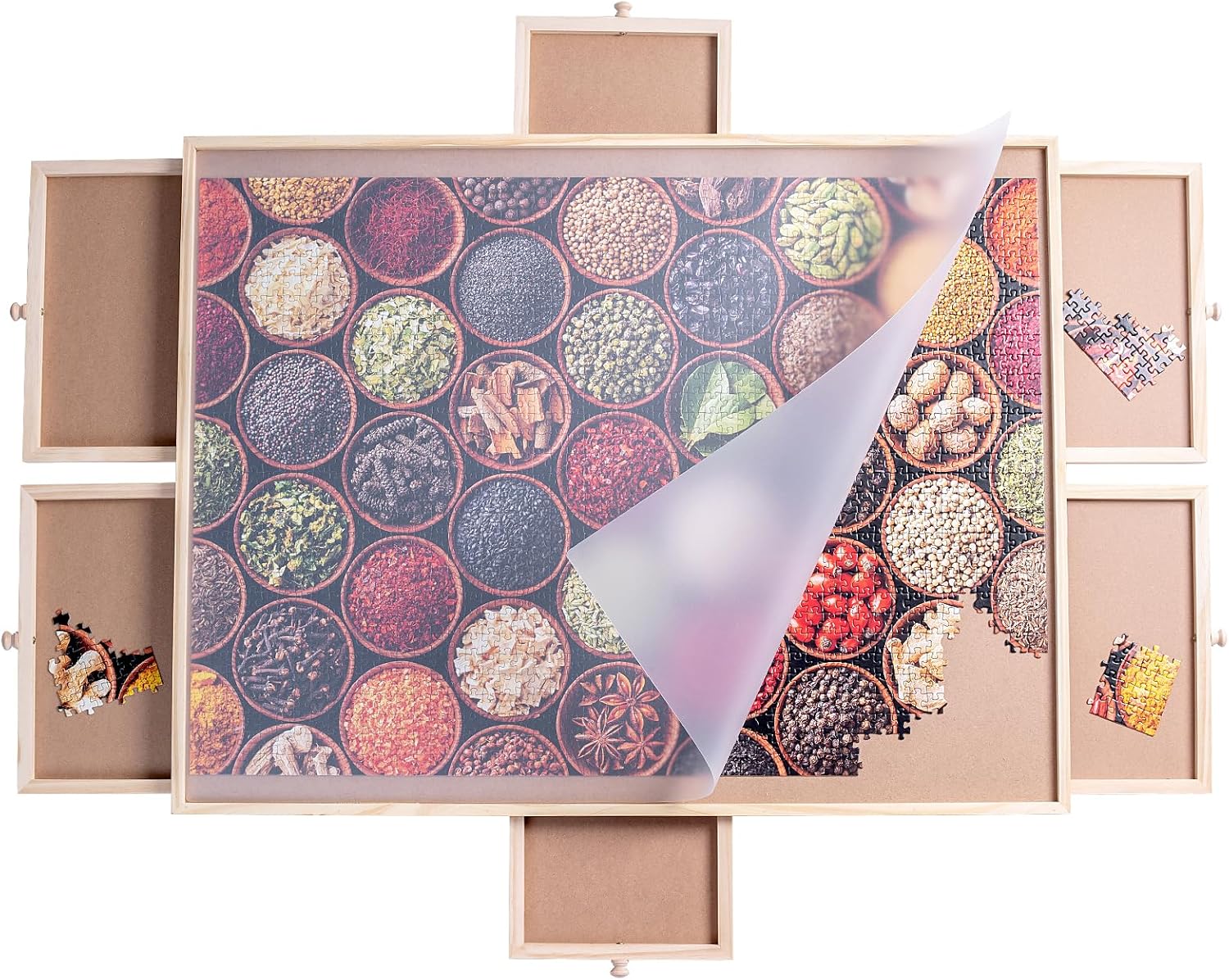 1000 Piece Wooden Puzzle Table with 6 Drawers and Cover