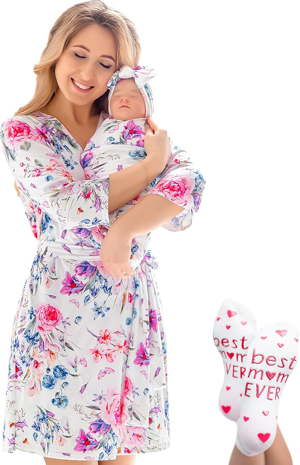 ECO BABY Mommy and Me Robe and Swaddle Set for New Moms