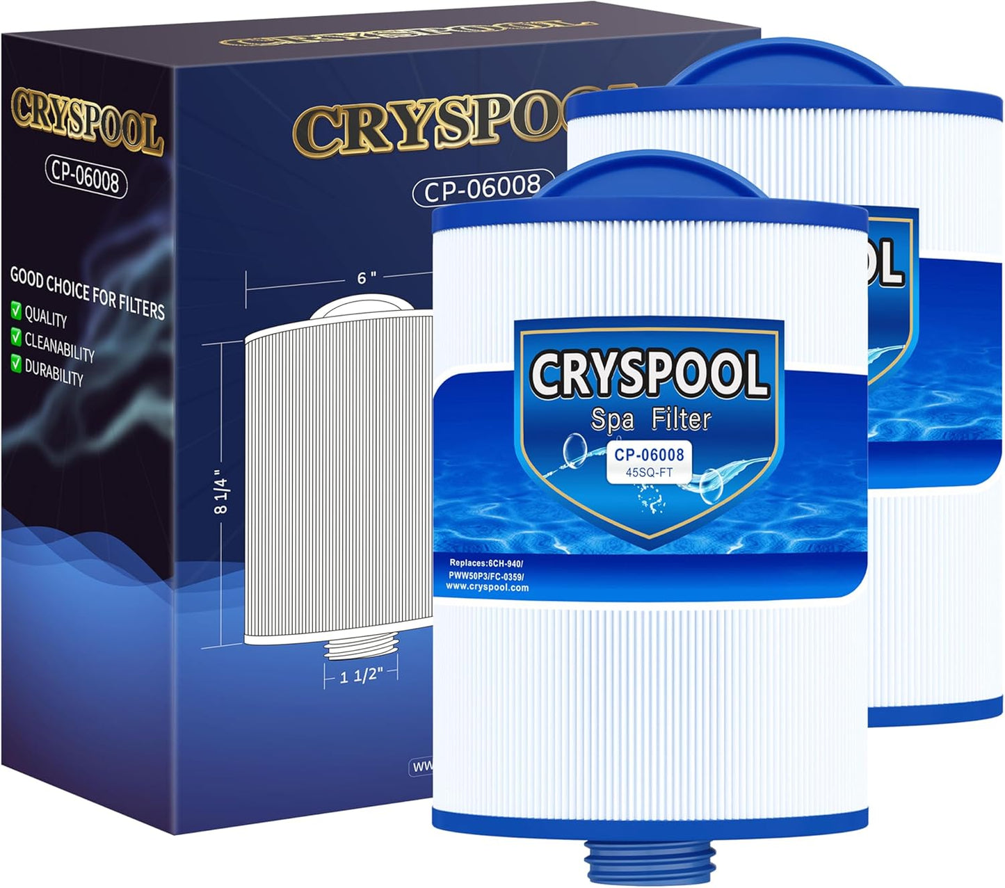 Cryspool 06008 Filter for 6CH-940, PWW50P3, FC-0359 Spa Use