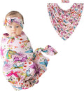 Watercolor Butterfly Baby Swaddle & Headband Set - Bamboo Soft