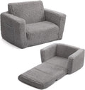 ALIMORDEN 2-in-1 Flip Out Cuddly Sherpa Toddler Couch - Cozy Nap Sofa