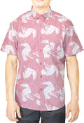 Mens Short Sleeve Button Down Novelty Print Shirts - Tropical Casual