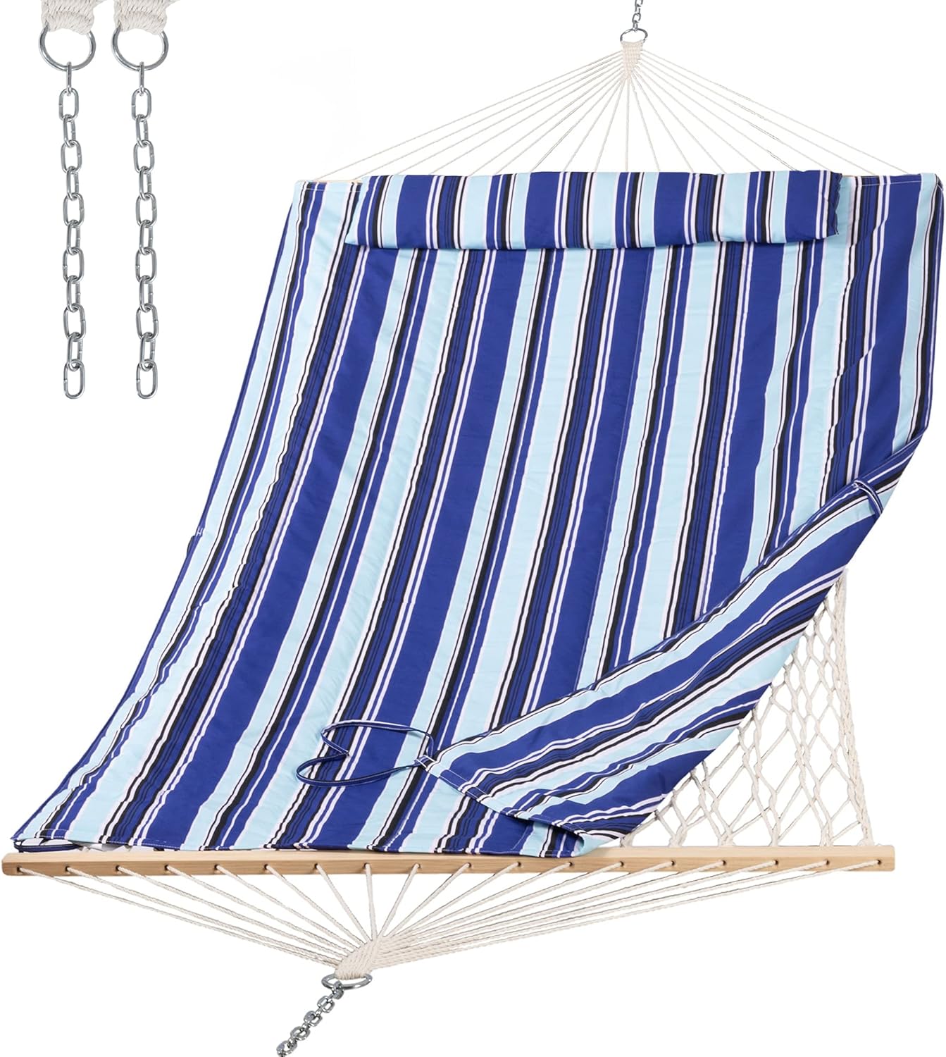 SUNCREAT 2 Person Hammock with Hardwood Spreader Bar for Comfort
