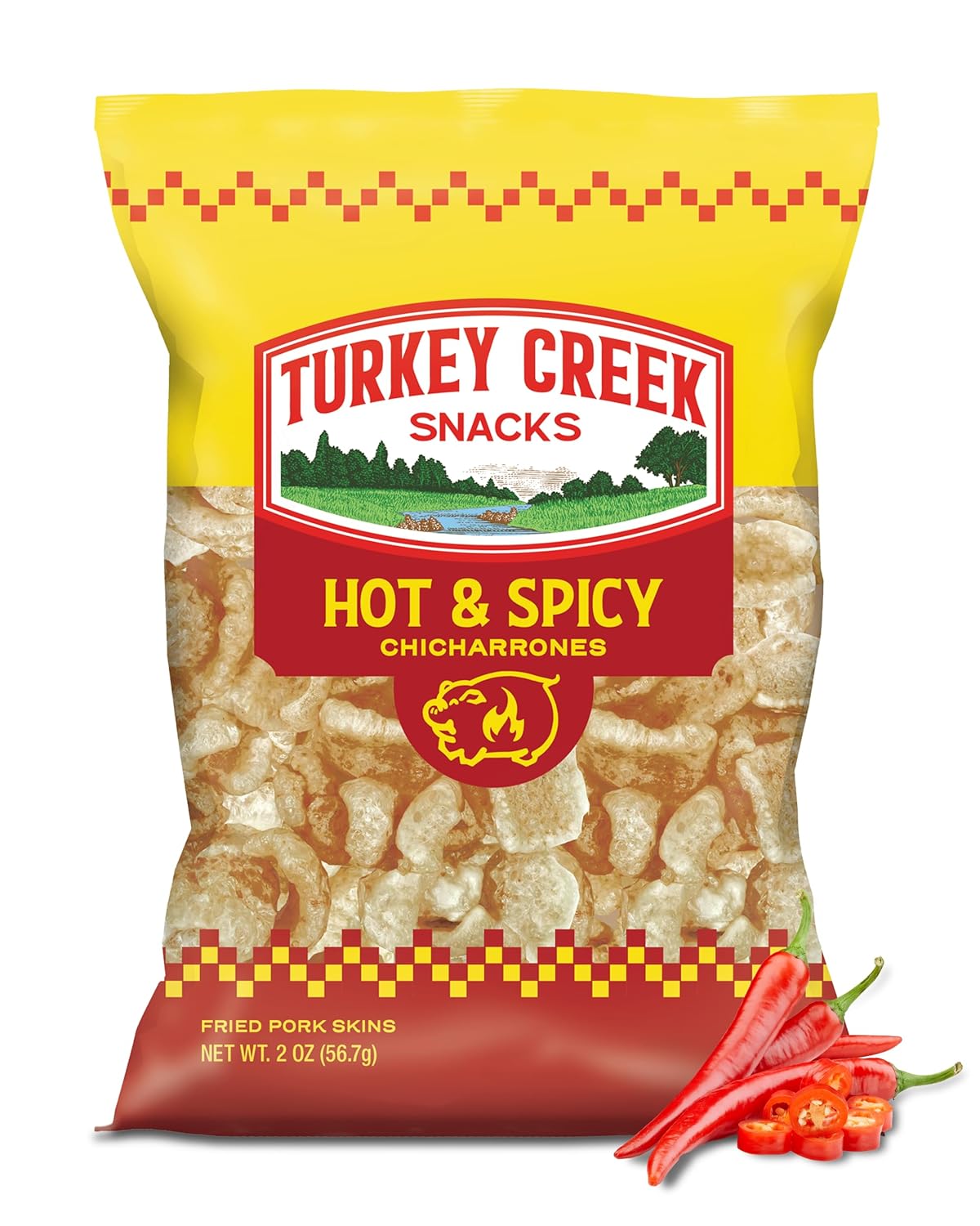 Turkey Creek Hot & Spicy Chicharrones - Crunchy Pork Rinds