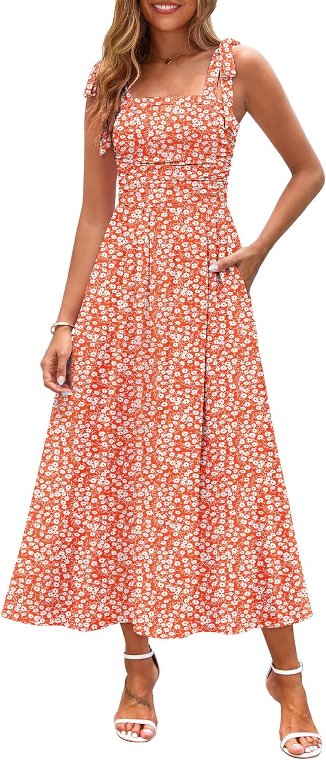 Floral Maxi Dress with Pockets for Summer Beach Vacations