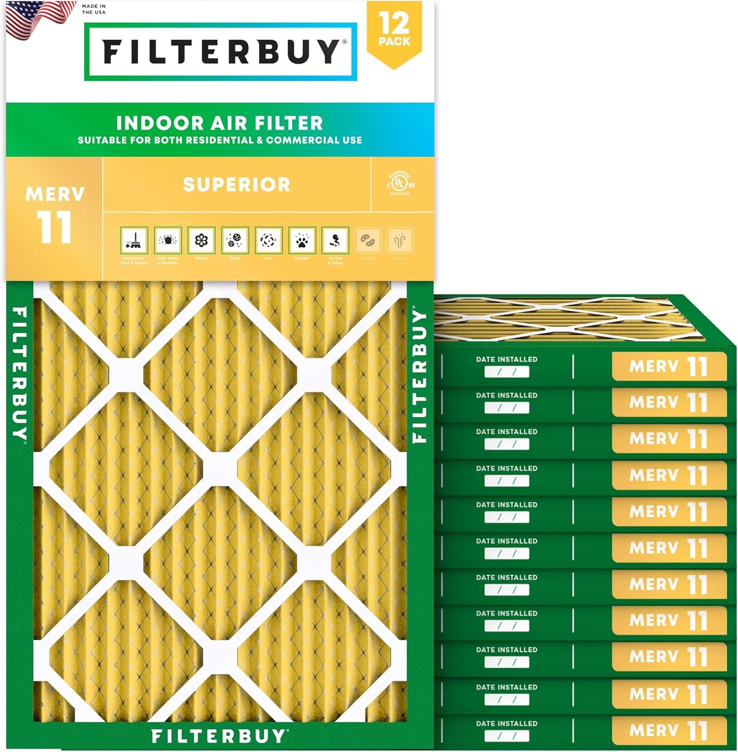 Filterbuy 8x24x1 Air Filter MERV 11 for Allergen Defense