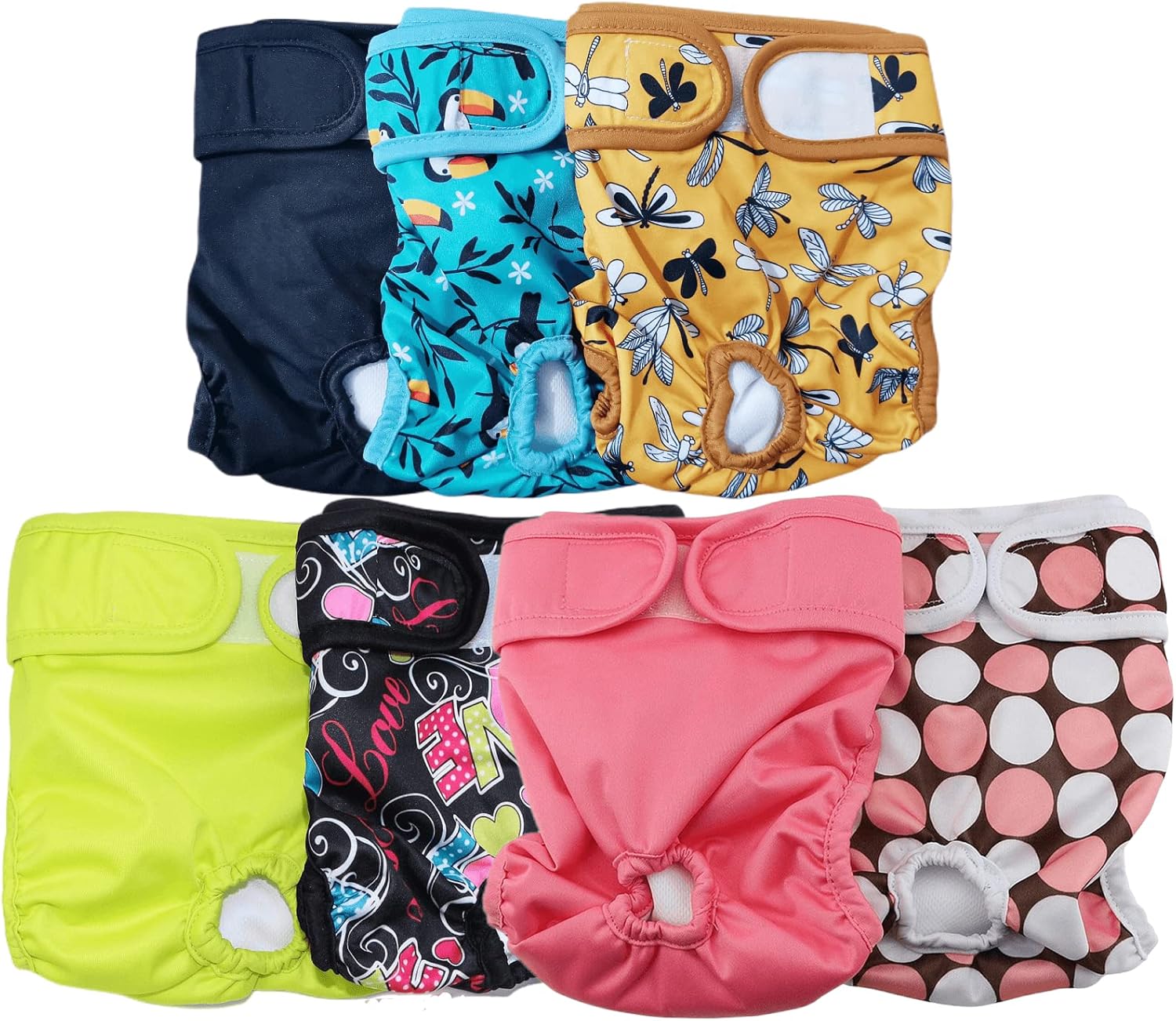 Washable Female Dog Diapers - 7 Pack, Comfortable & Reusable