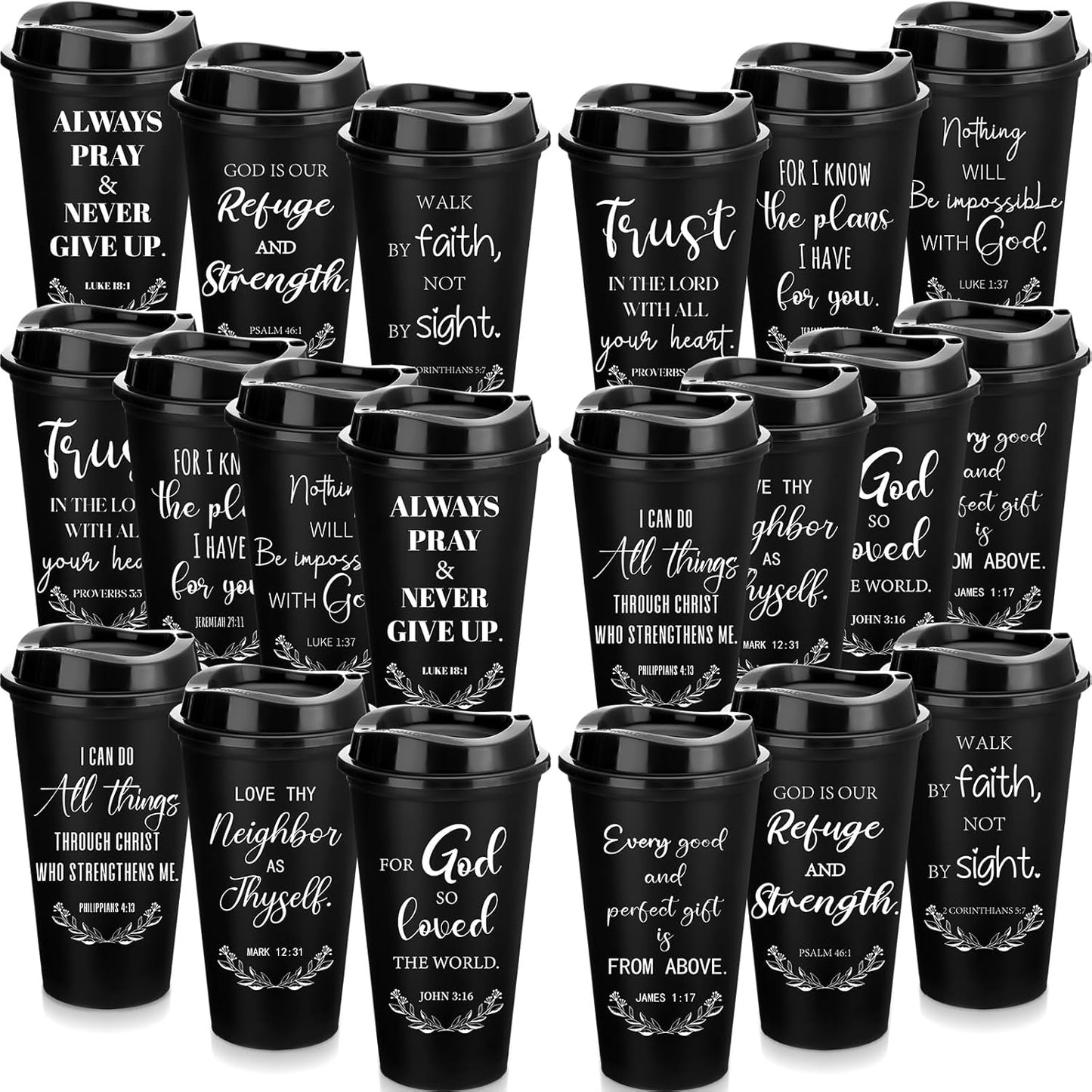 40 Pack Christian Gifts for Men Women 16oz Reusable Tumblers