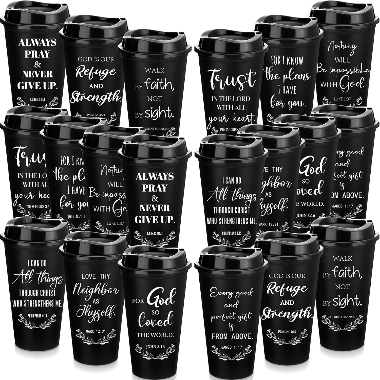 40 Pack Christian Gifts for Men Women 16oz Reusable Tumblers