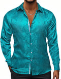 Hi-Tie Silk Mens Paisley Dress Shirt - Smooth Regular Fit for Events