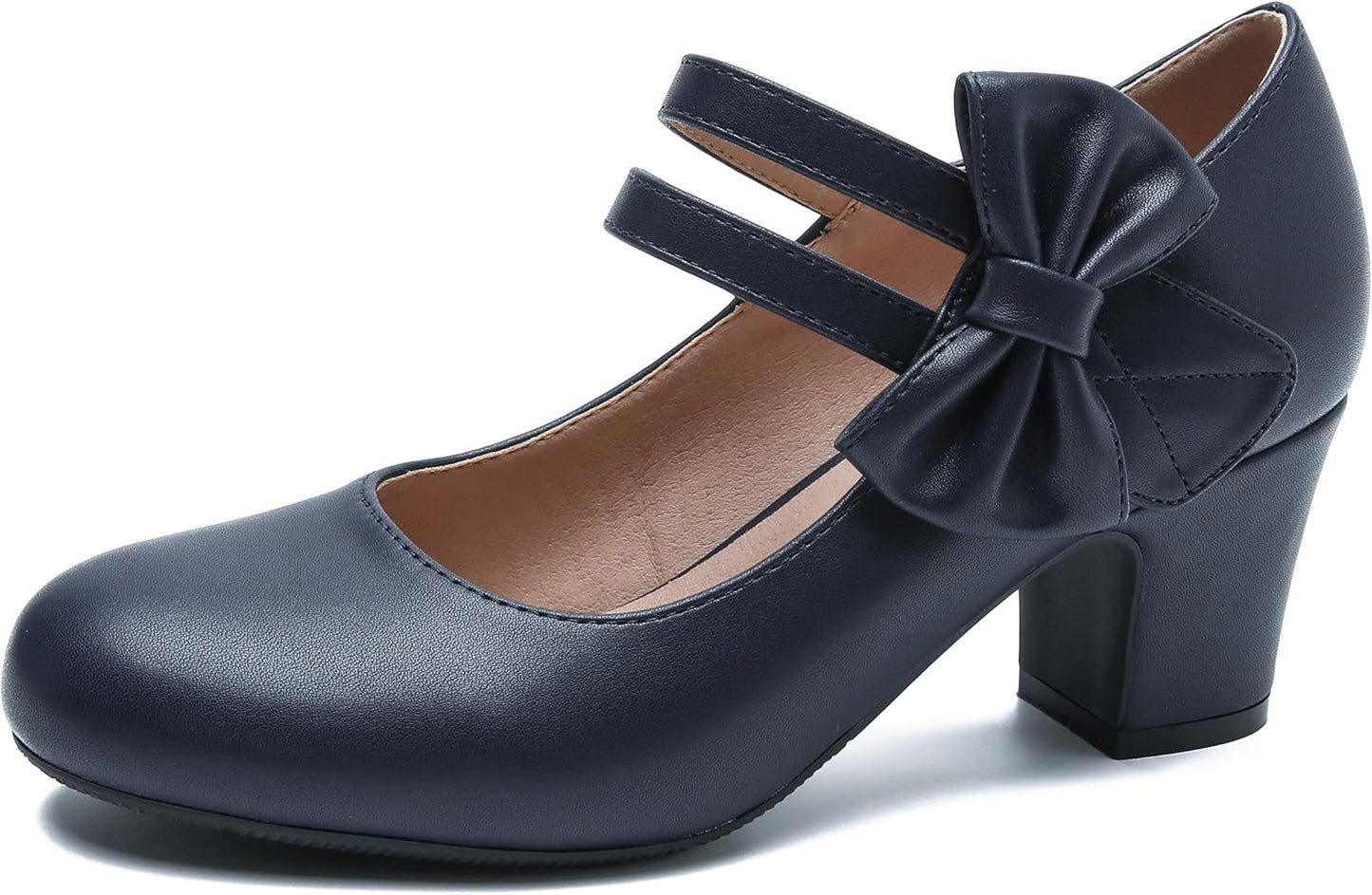 Enelauge Women's Mary Jane Heels with Bow for Chic Style