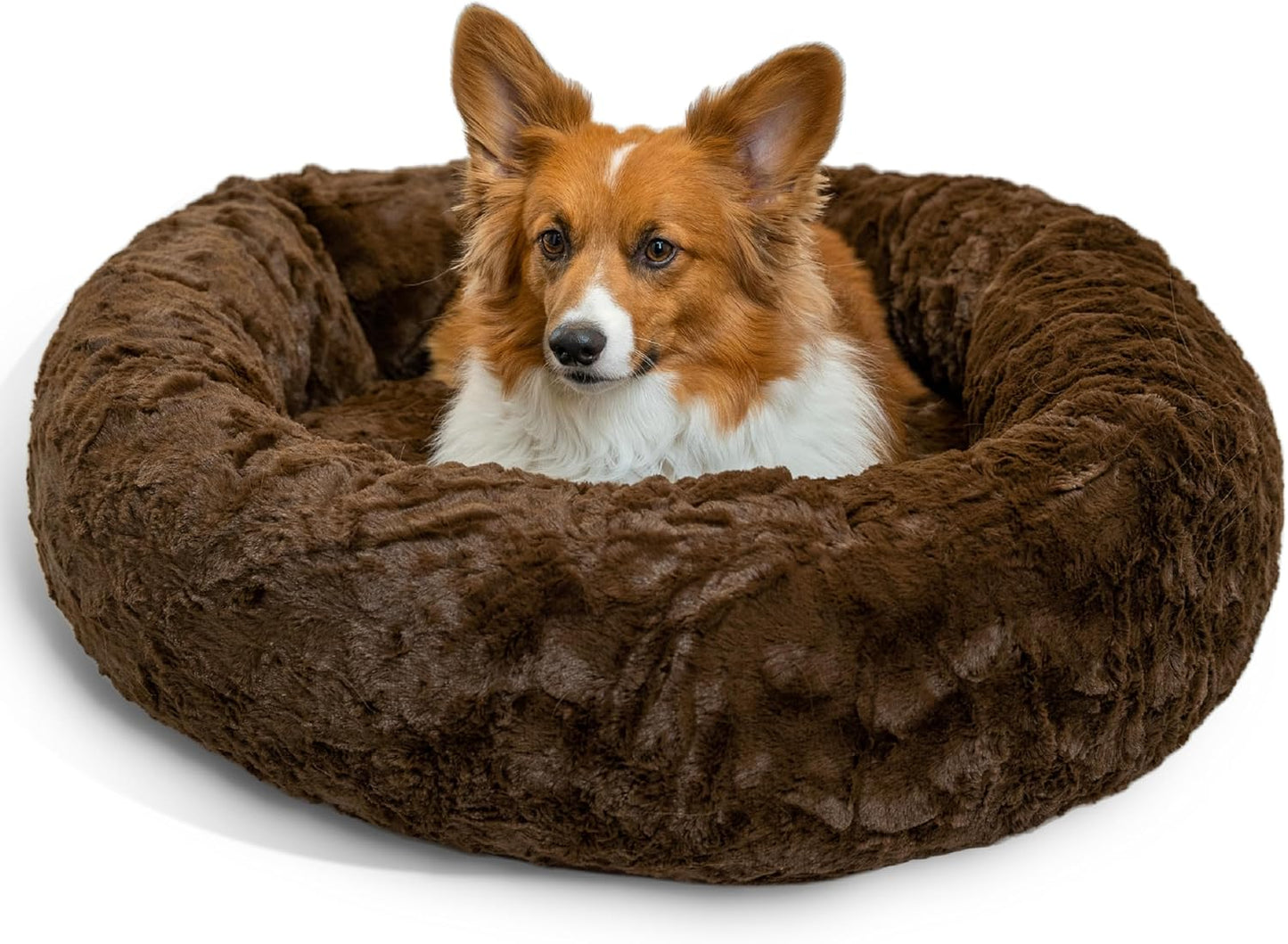 Calming Donut Dog and Cat Bed for Anxiety Relief and Comfort