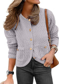 Women's Cropped Textured Cardigan Sweater - Soft Knit Casual Wear