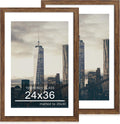 24x36 Poster Frame Set of 2 with Mat for 20x30 - Rustic Brown