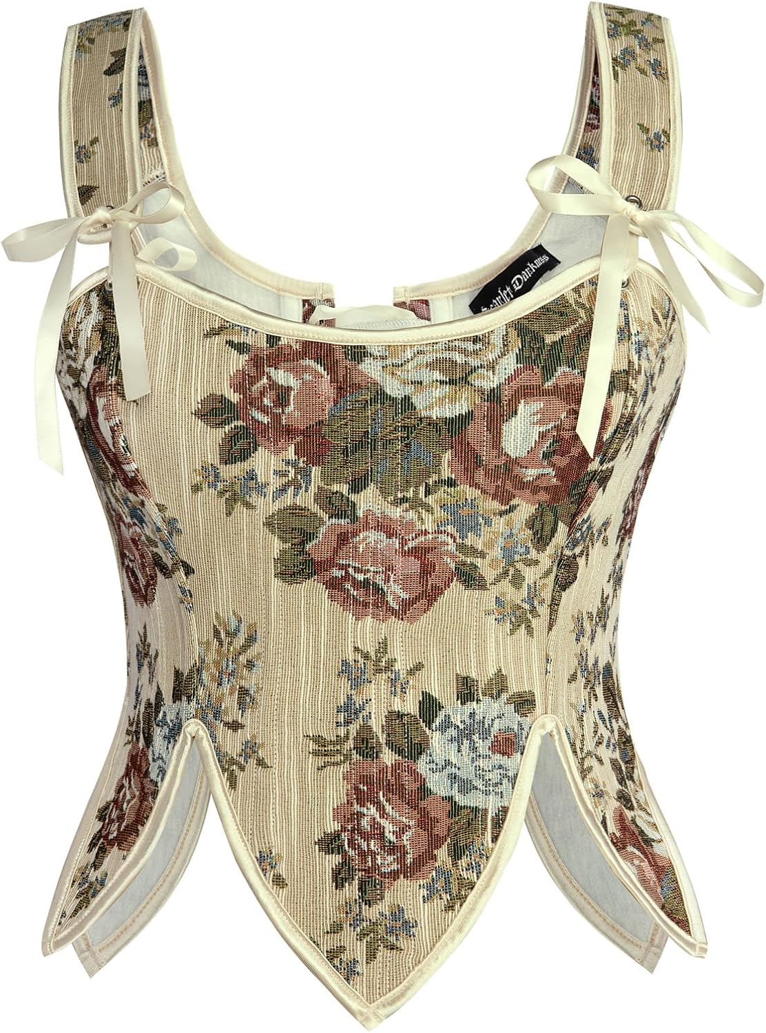 Scarlet Darkness Renaissance Corset Tops for Women with Floral Design