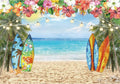 12X8FT Hawaiian Beach Photography Backdrop for Tropical Luau