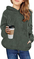 Girls Fuzzy Sherpa Fleece Hoodies Casual Pullover - Cozy Warm