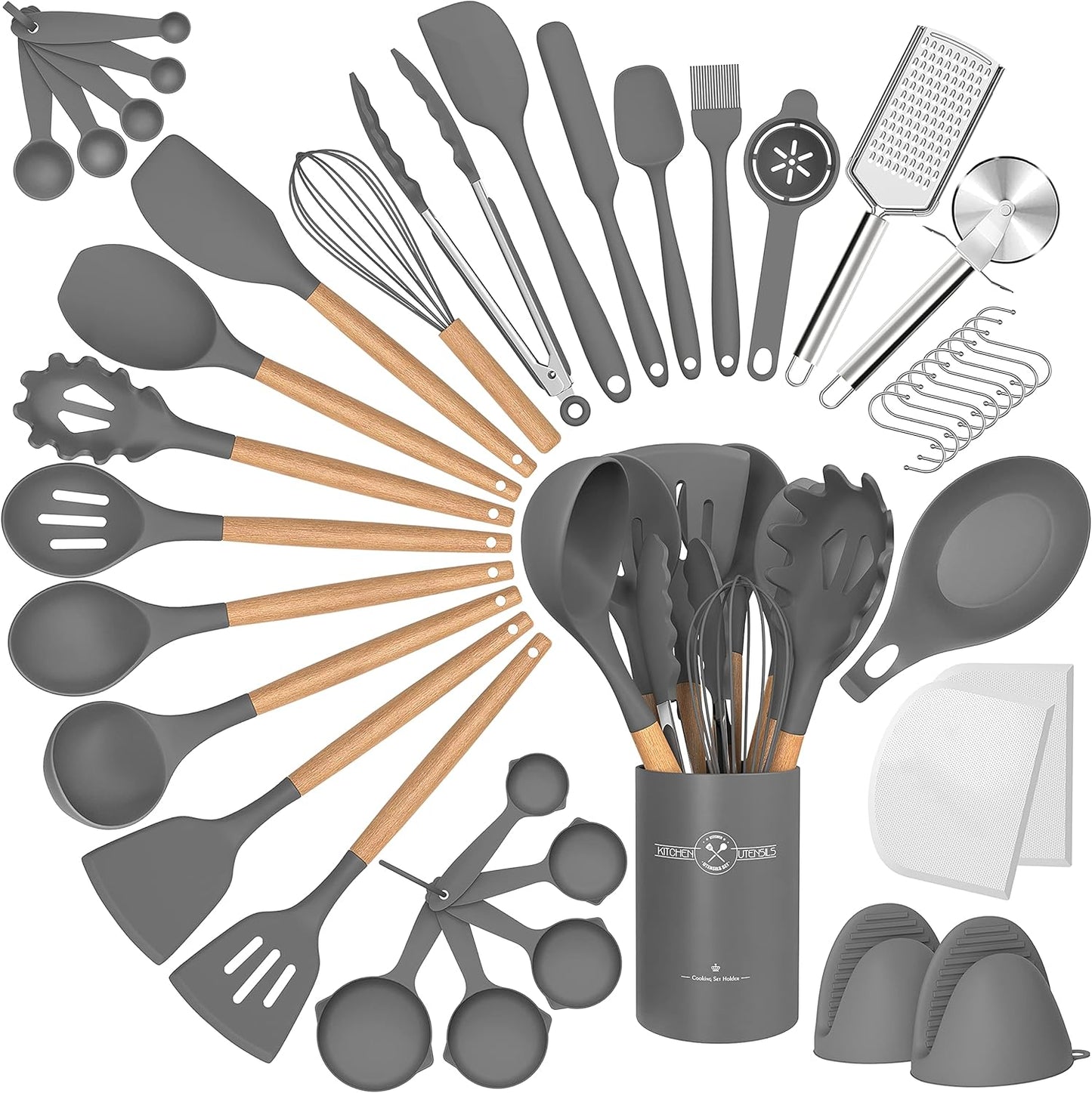 Silicone Cooking Utensils Set, 43Pcs Non-Stick Kitchen Tools