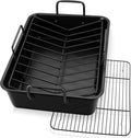 Roaster Roasting Pan with Racks 16 in - Durable Nonstick Roaster