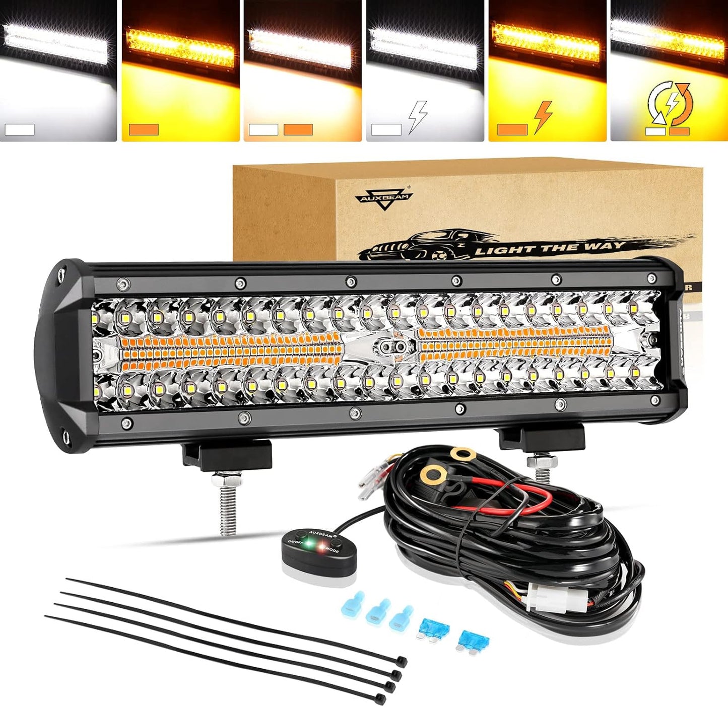 Auxbeam 12 Inch LED Light Bar with 6 Modes for Off-Road Use