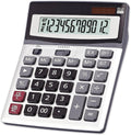 Large Key Dual Power Electronic Calculator - Clear 12 Digit Display