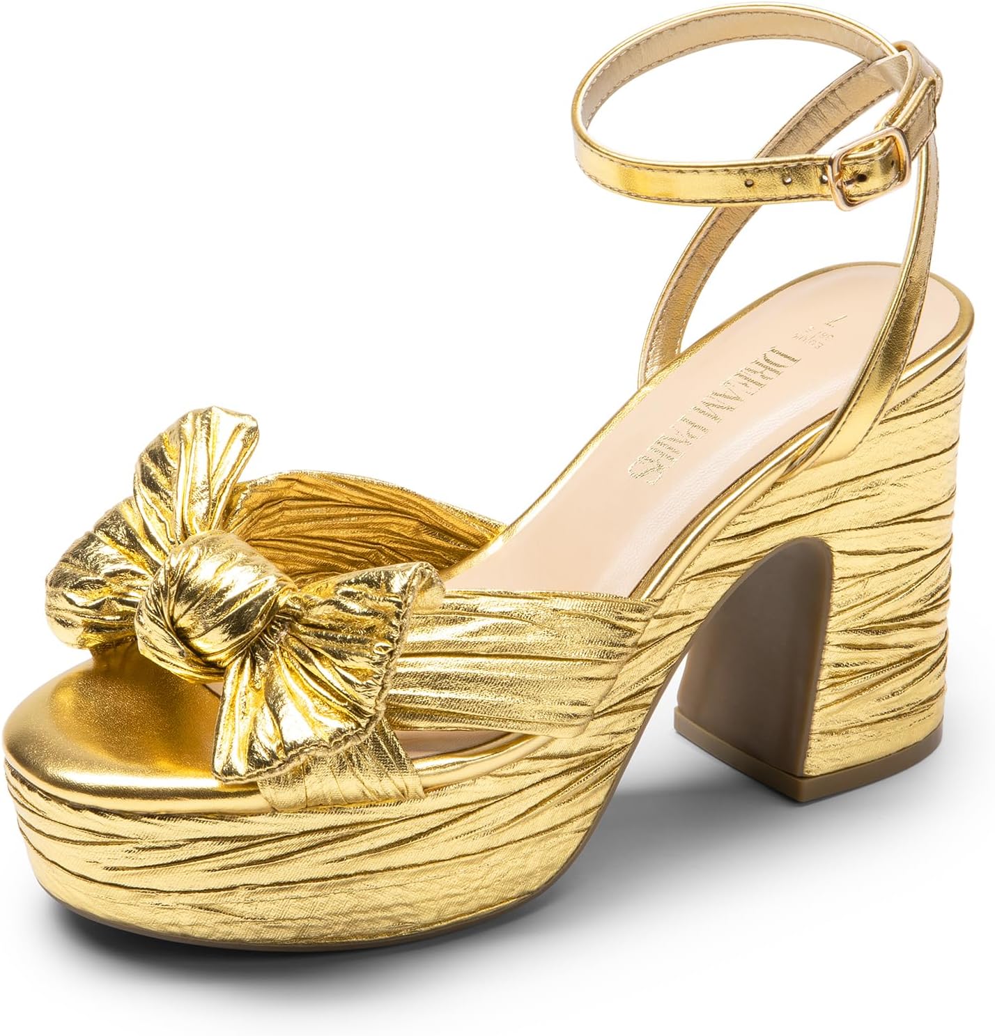 DREAM PAIRS Chunky Platform Heels with Bow Knot for Elegance