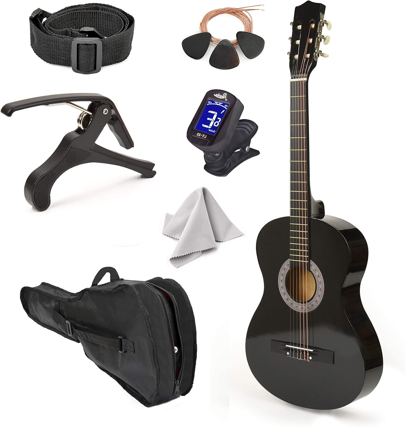 30 Left Handed Wood Guitar for Kids with Case and Accessories