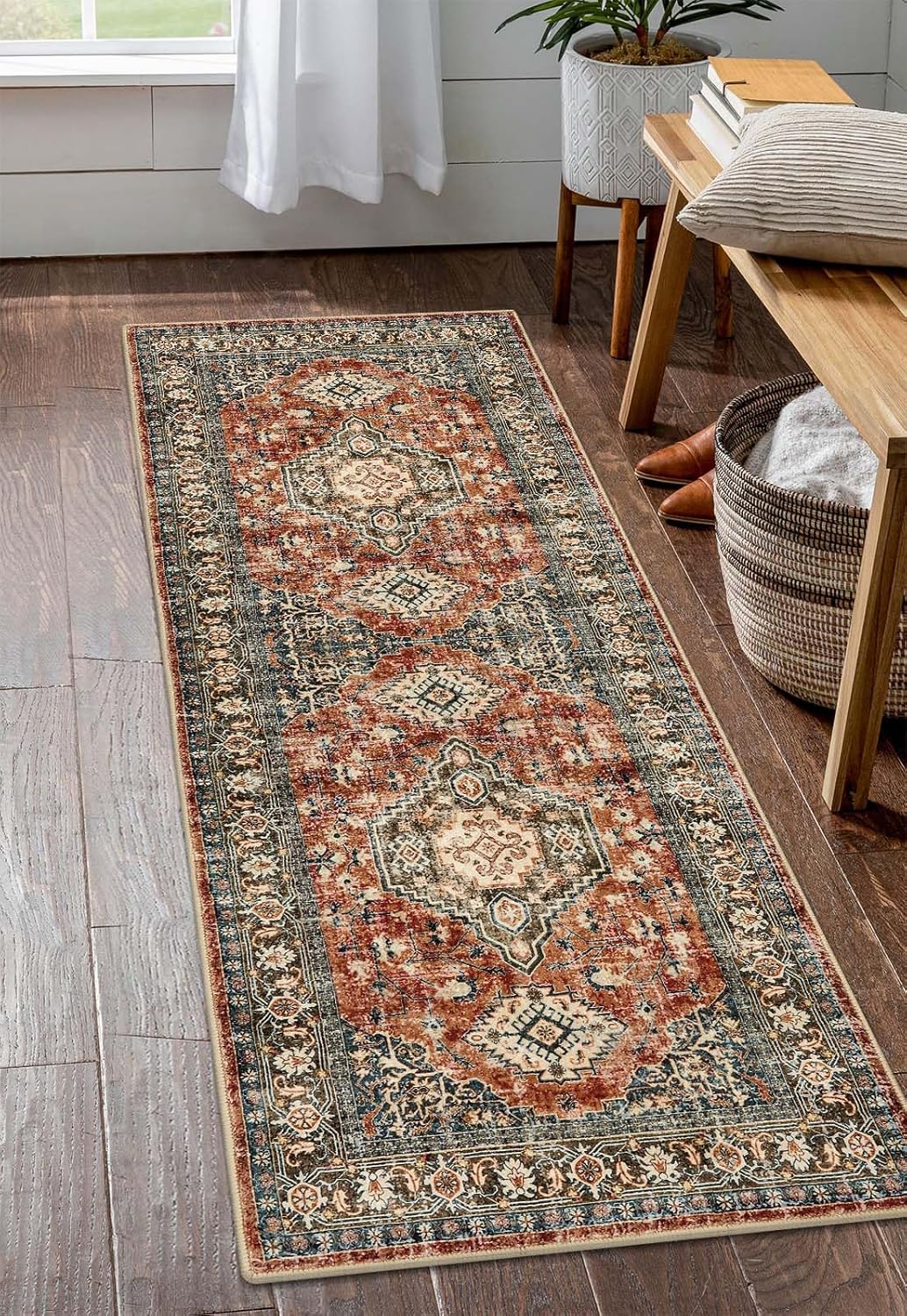 Lahome Oriental Washable Kitchen Runner Rug for High Traffic Areas