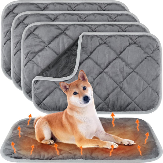 Self Heating Cat Pad for Cozy Comfort - 4 Pack Thermal Pet Mats