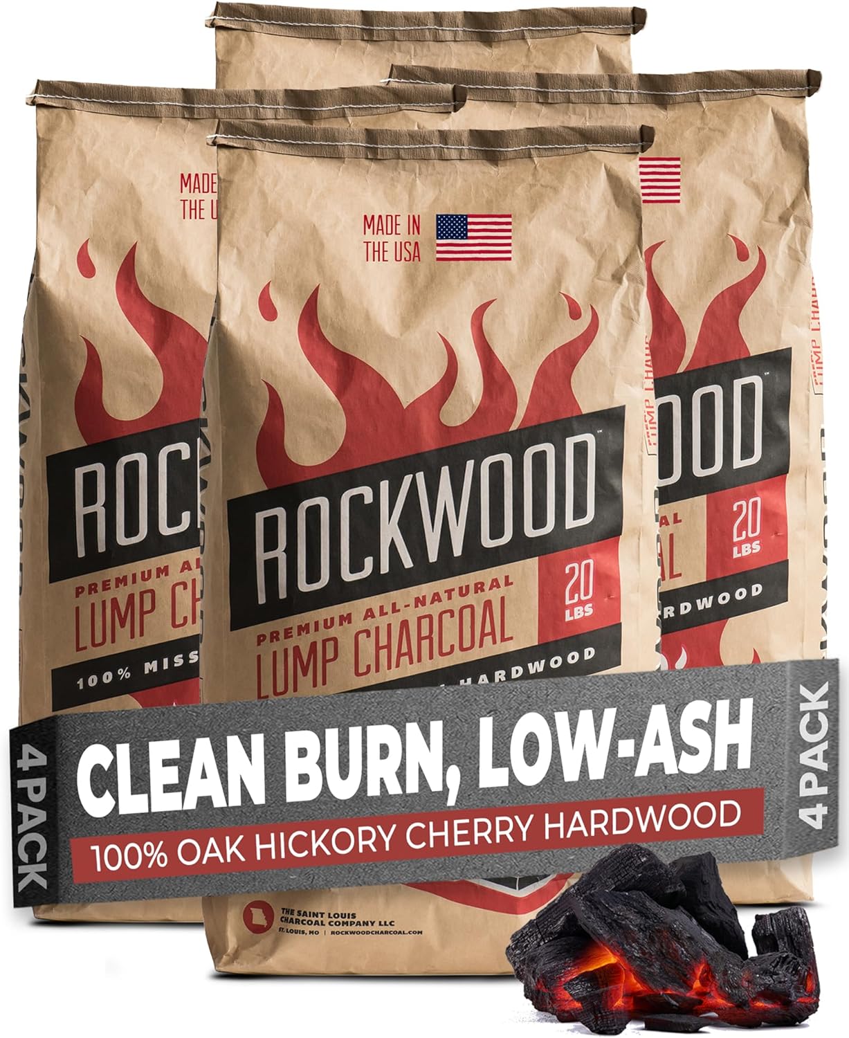 Rockwood Natural Lump Charcoal for High-Heat Grilling & Smoking