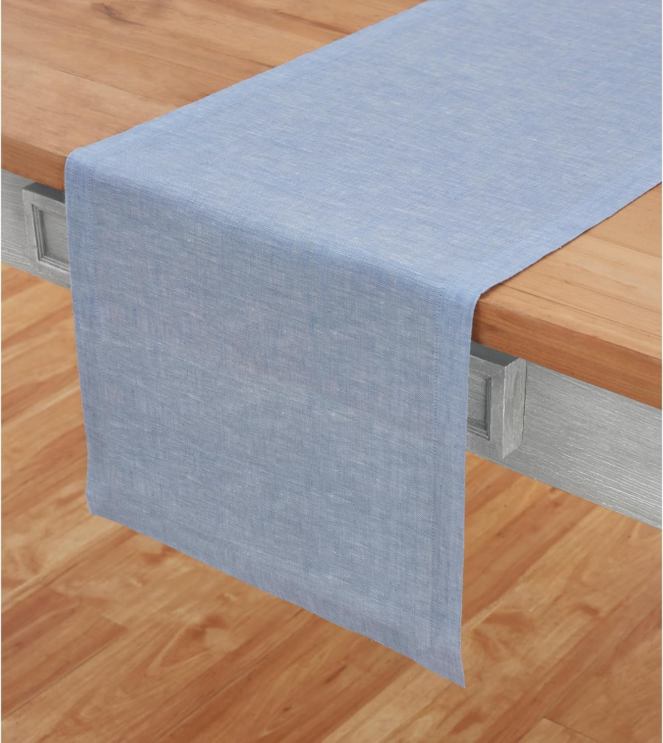 Linen Table Runner 14 x 144 Inches - Chambray Blue for Dining