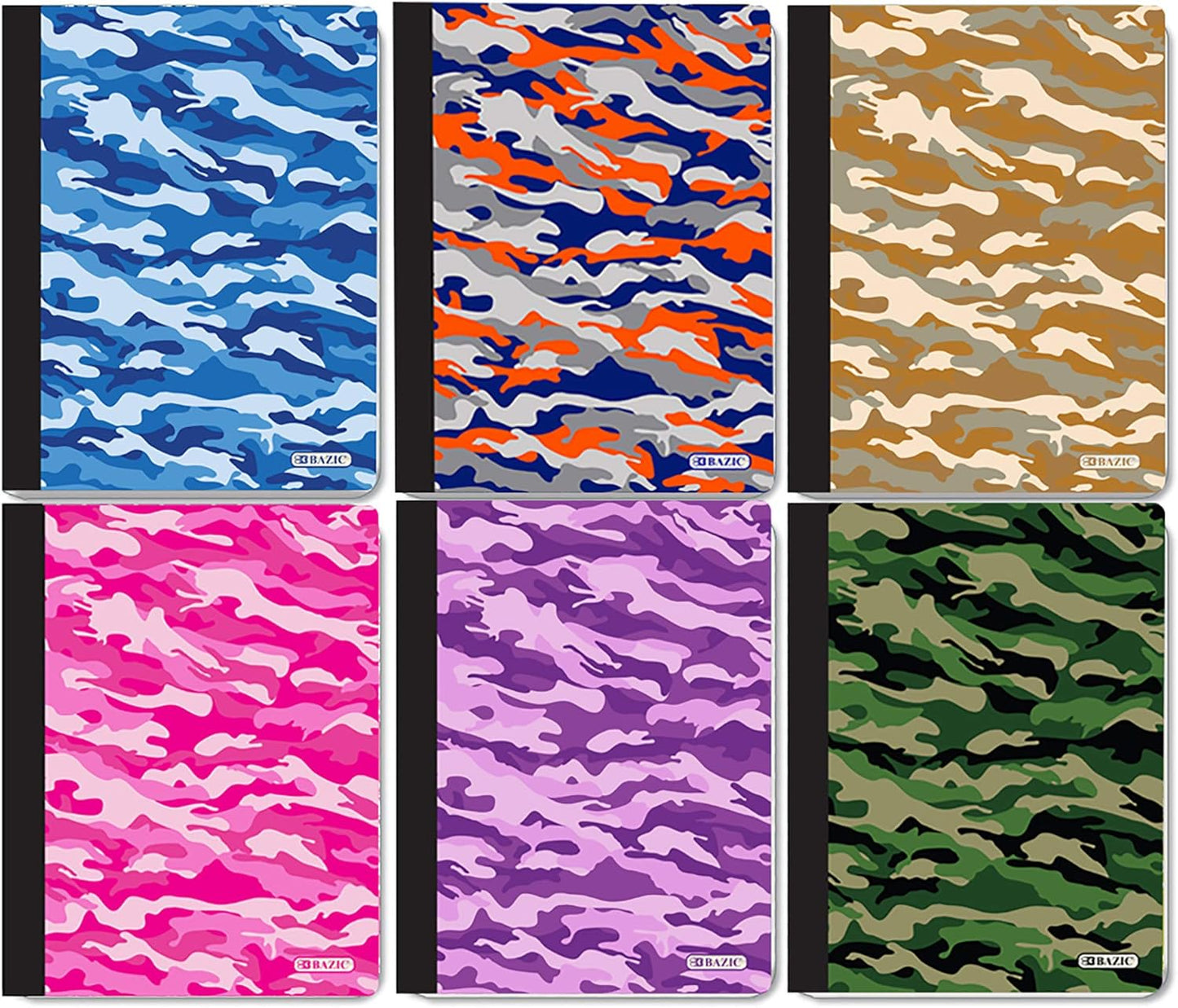 Camouflage College Ruled Notebooks, 6-Pack