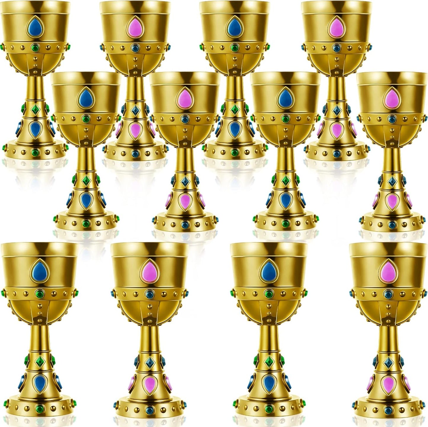 Medieval Molded Crown Goblets 12 Pcs Vintage Plastic Chalice