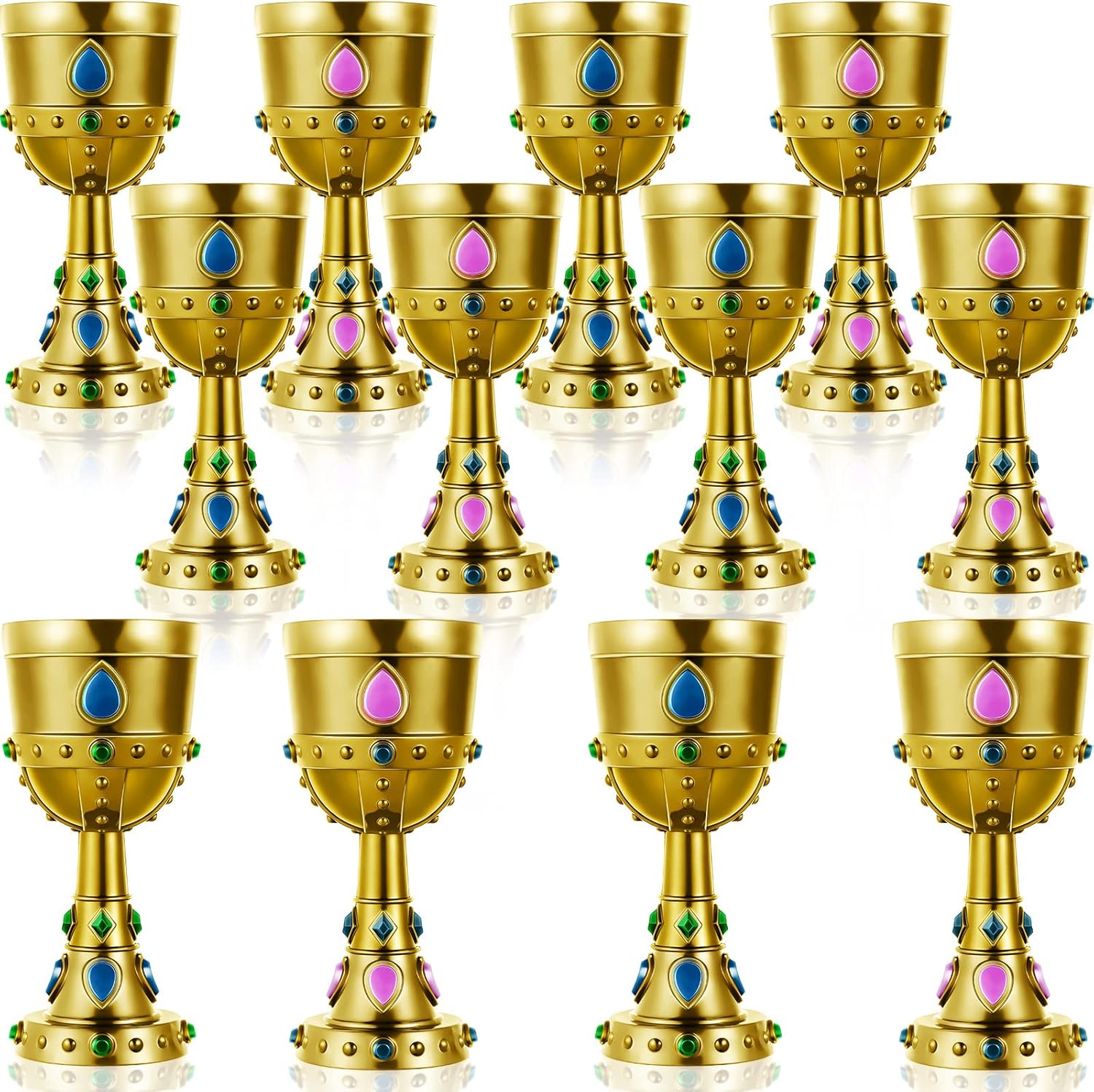 Medieval Molded Crown Goblets 12 Pcs Vintage Plastic Chalice