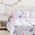 Kids Microfiber Bed-in-a-Bag Full/Queen Purple Unicorns - Cozy Set