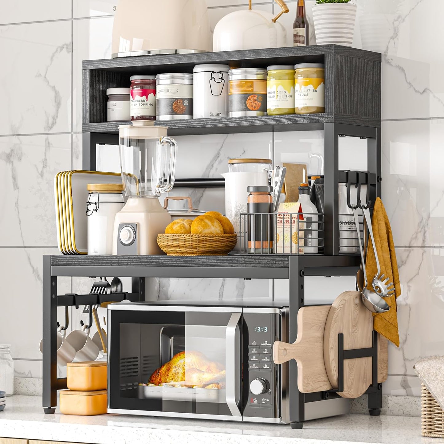 Adjustable Heavy Duty Microwave Stand with Storage 