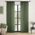 MIULEE Pinch Pleated Olive Green Linen Curtains 84 in - Soft Light